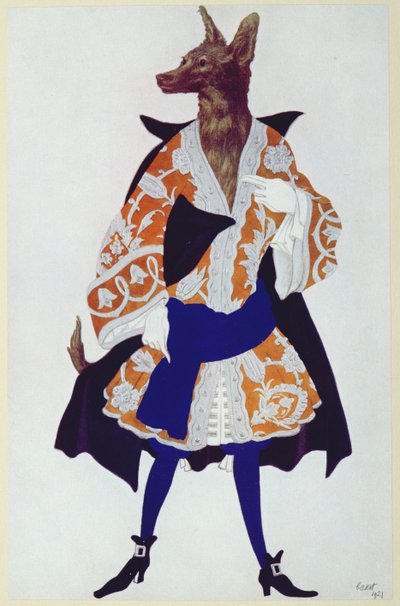 Kostümentwurf für Der Wolf, aus Dornröschen von Leon Bakst